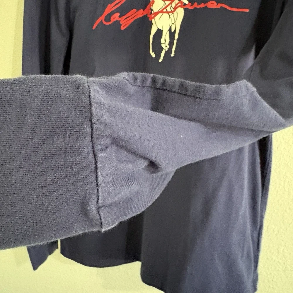 Polo Ralph Lauren Men's Small Navy Long Sleeve T Shirt Big Pony Logo Classic Fit